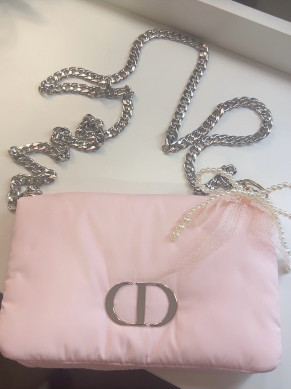 Dior Pale Pink CD Logo Cosmetic Pouch - Picture 2 of 4